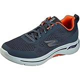 Bequem Skechers Herren Go Walk Arch Fit Idyllic Sneaker, Charcoal Textile Synthetic Orange Trim, 43 EU