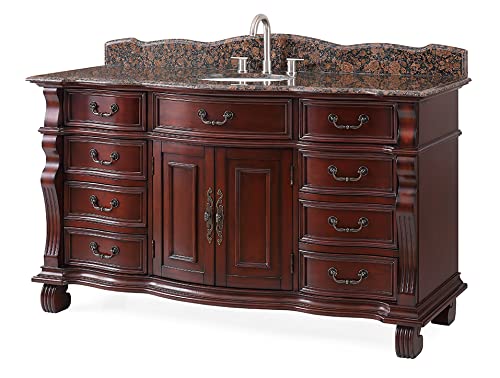 Benton Collection 60" Hopkinton Classic Traditional Antique Style Brown Bathroom