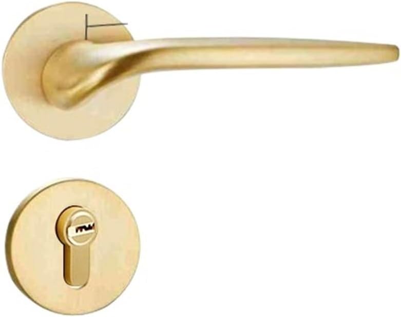 Pure Copper Indoor Household Door Handle Bedroom Bathroom Magnetic Silent Villa All Copper Split Wooden Door Lock(925 B Copper Color)