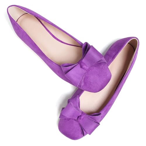 TN TANGNEST Women Square Toe Ballets Flats Slip On Casual Comfort Bowknot Dress Ballet Flat Shoes