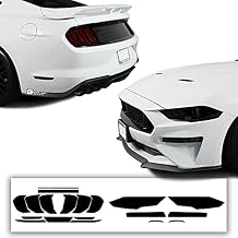 BOGAR TECH DESIGNS Complete Full Headlight and Taillight Precut Overlay Tint Kit with Tools Compatible with Ford Mustang GT/Ecoboost 2018-2023, Dark Smoke