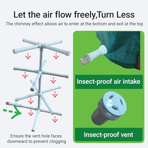 ZZOFSWORM 4-Tier Compost Aerator - 16 PVC Pipes for Natural Airflow, Reduce Turning for Compost Tumblers, Bins & Bags, Soil Aeration Tool - Thumbnail 3