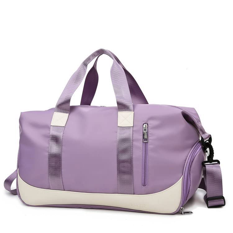 Image of Furn Aspire Gym Bag for Women and Men Durable Training Fitness Travel Duffel Handbag with Shoes Compartment and Wet Pocket Lightweight Gymbag (D). Purple