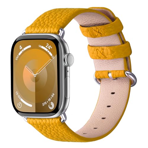 Image of Fullmosa Watch Band Compatible with Red Apple Watch Leather Band 42mm 41mm 40mm 38mm, iWatch Band for Series ultra3 /2 /1 SE3 /2 /1 11 /10 /9 /8 /7 /6 / /5 /4 /3 for Men Women