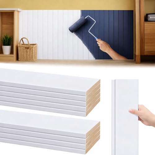 15 PCS Shiplap Wall Paneling Beadboard Wall Panels Wainscoting Panel Tongue & Groove Paneling Paintable DIY Panels for Bathroom Accent Walls Bedroom Easy Install(Covers 13.07 Sq Ft)