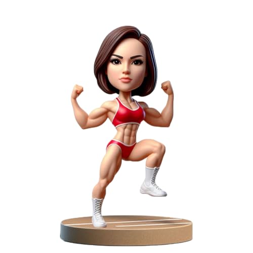 Custom Muscular Fitness Lady Bobblehead from Your Photo - Powerful