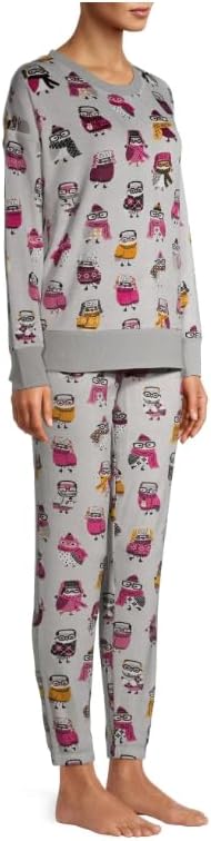 Secret Treasure Women's Velour Top and Joggers, 2-Piece Sleep Set (Small 4-6, Soft Sliver Owls) - Image 6