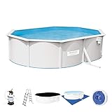 Bestway Hydrium™ Stahlwandpool, 500 x 360 x 120 cm, Komplett-Set mit Sandfilteranlage, oval, weiß