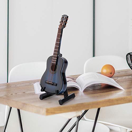 Miniatuur gitaar model houten muziekinstrument met standaard en doos kinderkamer decoratie kleine ambachtelijke ornamenten home decor (blauw 10cm) - Image 6