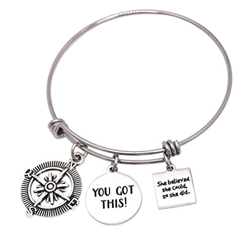 LParkin 2024 Geschenk zum Schulabschluss, mit Aufschrift You Got This Bracelet She Believed She Could So She Did, inspirierender Schmuck, motivierendes Geschenk, Krebsüberlebender, Geschenk,