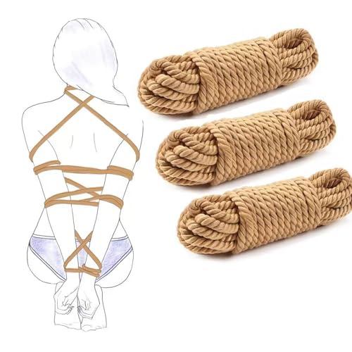 3pcs Beige 10/5 Meter Bondage BDSM Cotton Super Soft Cotton Rope Fetish SM Kinky Sex Adult Game Toy Soft Hemp Sex Restraint Toys (3PCS Each 10M)