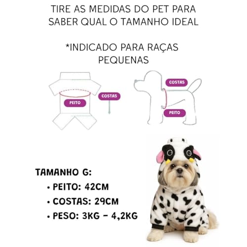 Fantasia de Vaca para Cachorro e Gato Roupa Pet (Grande (L))