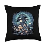 Forestcore Whimsigoth Mushoom Whimsical Mystical N Whimsigoth Gothcore Cottagecore Goblincore Forest Mushroom Throw Pillow, 18x18, Multicolor