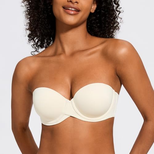 Image of MELENECA Women's Stay Put Padded Cup with Lift Underwire Push Up Strapless Bras