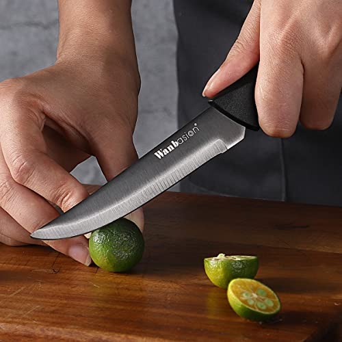 Wanbasion 854YE040-030 Black Non Serrated Steak Knives Set, Steak Knife Set Dishwasher Safe thumb #2