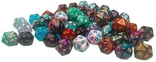 Assorted Mini Dice No 2 with Numbers D20 10mm (3/8in) Pack of 50 Chessex