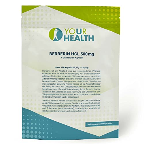 uHealth BERBERIN HCL 500 mg - 180 Kapseln, vegan Cover