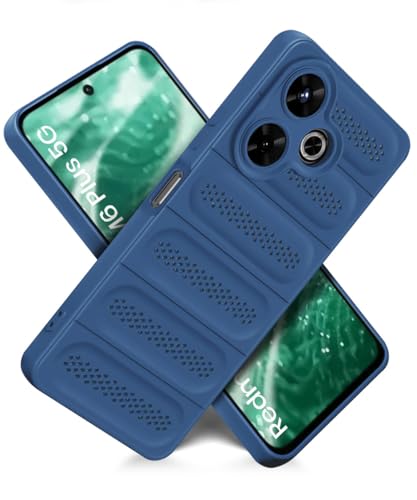 Image of WOW IMAGINE Ultimate Silicone Back Cover Case for Mi Redmi 13 5G | Poco M6 Plus 5G | Heat Dissipation Thin Soft TPU | 360 Camera Protection | Breathable Cooling Holes - Deep Blue