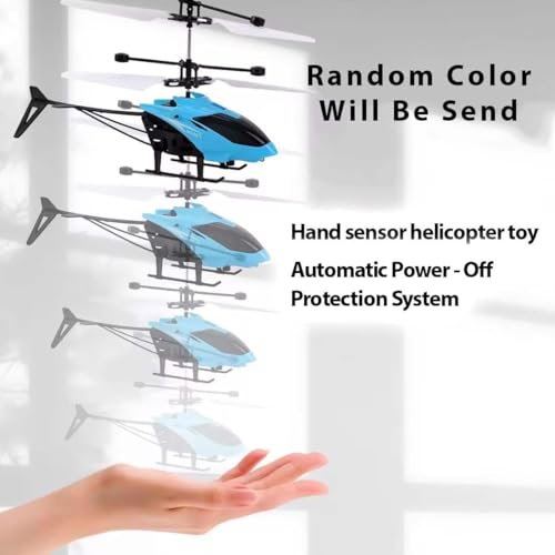 Image of Outdoor and Indoor Flying Helicopter with Hand Induction Watch | Electronic Radio RC Remote Control Toy | Charging Helicopter with 3D Light & Safety Sensor for Kids - Pack of 2