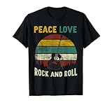 Peace Love Rock And Roll Guitar Retro Vintage T-Shirt
