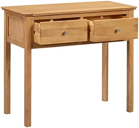 Hallowood Furniture Hereford Oak Large Dressing Table  Console Table with 2 Drawers in Light Oak Finish  Solid Wooden radiator table for Living Room and Hallway  Hallway Table  Bedroom Furniture