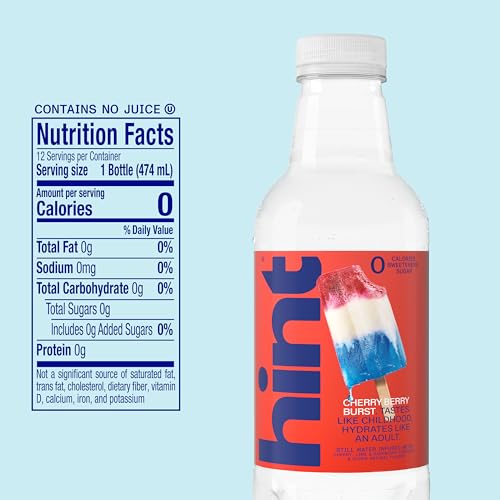 Image of Hint Fruit-Infused Bottled Water, Cherry Berry Burst - Purified Water Beverages with Zero Calories, Natural Flavors, and Sugar Free - 16 Fl Oz (Pack of 12)