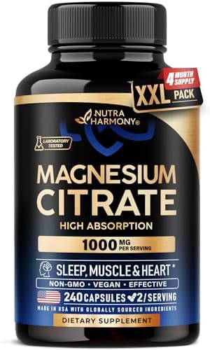 Magnesium Citrate Capsules 1000mg | High Absorption Supplement - ...
