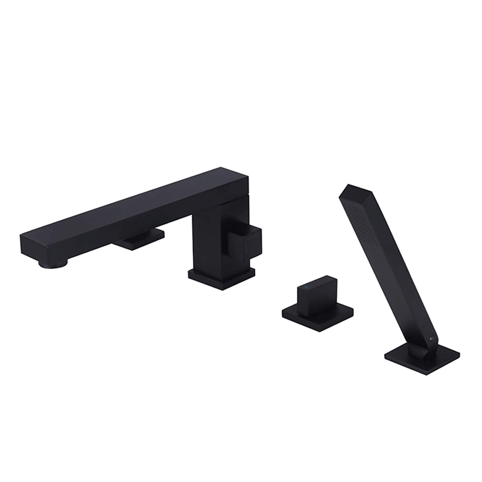 CWCQGH Swivel Bathtub Faucet Widespread Tub Faucet Set Deck Mount Black Tub Filler Faucet 4 Holes Tub Tap with Brass Handheld Shower Head