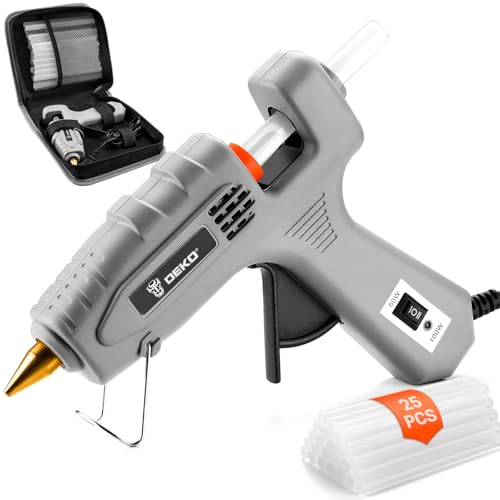 DEKO Pistola Colla a Caldo: 60/100 W Doppio Temperatura Pistola in Silicone con Una Blossa, Pistola Colla Calda con 25 Colla Stick, per Fai da Te, Arte, Scuola, Imballaggi, Riparazioni