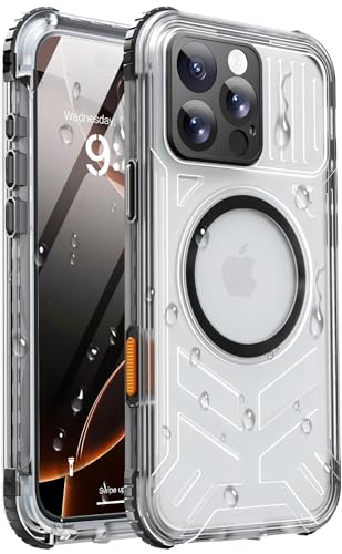 Haireca for iPhone 16 Pro Max Waterproof Case with Magsafe Built-in [Camera & Screen Protector] [Lanyard] IP68 Water Proof Full Body Dustproof Heavy Duty Frosted Protective Phone Cover 6.9 Black