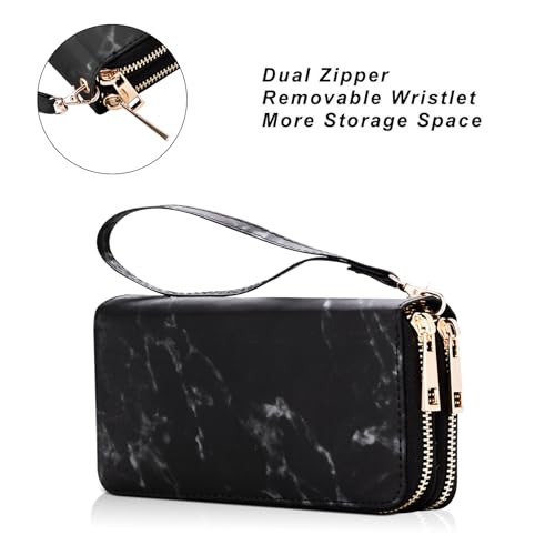 Image of Cellphone Wallet for Women Dual Zipper Long Purse with Removable Wristlet