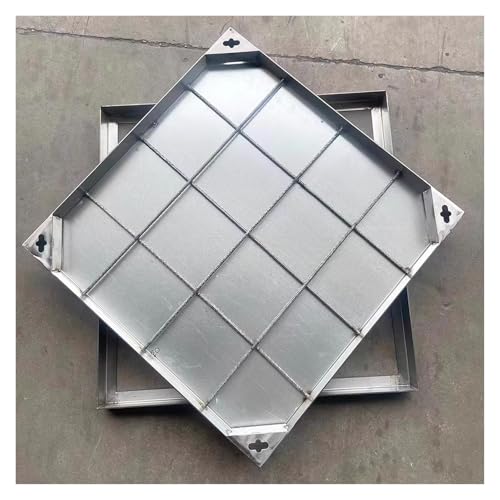 Couvercle de regard carré invisible en acier inoxydable avec grille pour extérieur, taille 80x80 cm