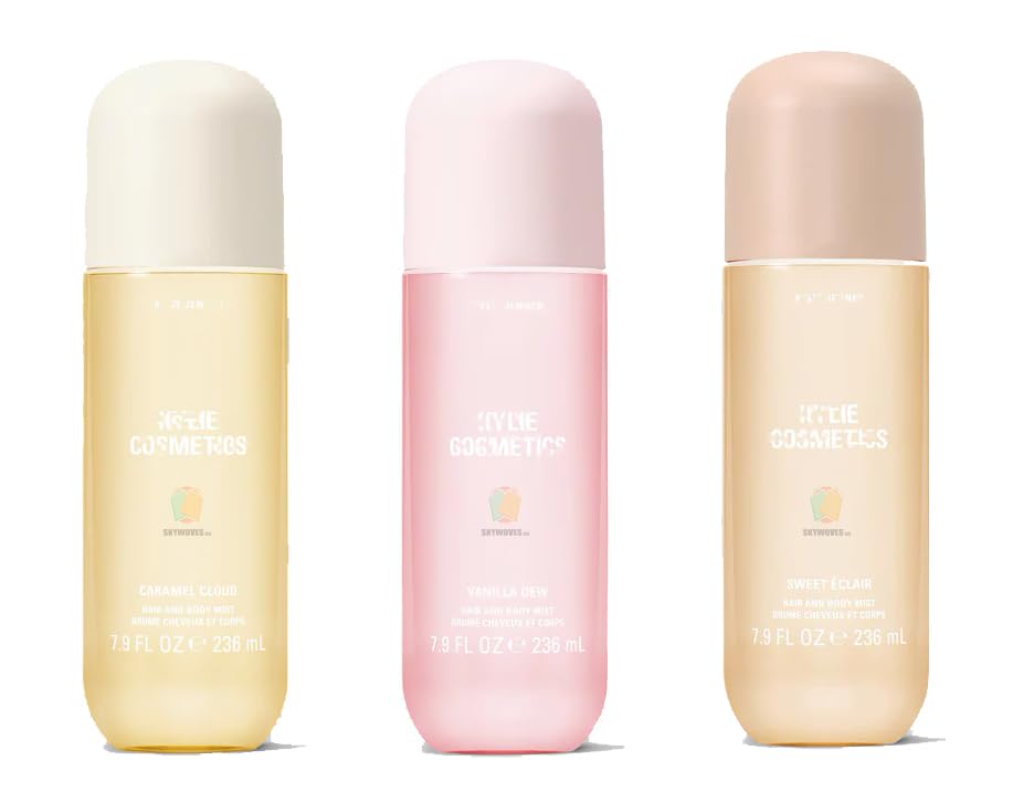 Kylie Vanilla Dew, Caramel Cloud, Sweet Éclair Hair & Body Mist - 7.9 fl oz | 3 Pack