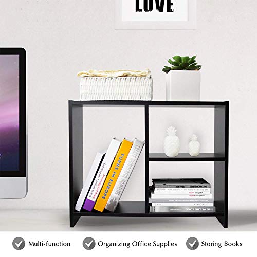 Image of Jerry & Maggie Cubic 3-Tier Wooden Desk Organizer - Jet Black Free-Standing Office Storage Rack with Display Shelves for Home or Workspace, Perfect as Birthday Gift or Accessory Holder