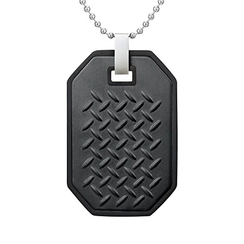 Willis Judd Checkerplate Pendant Necklace Two Tone Stainless Steel With 22" Ball Chain And Gift Pouch #TOP2