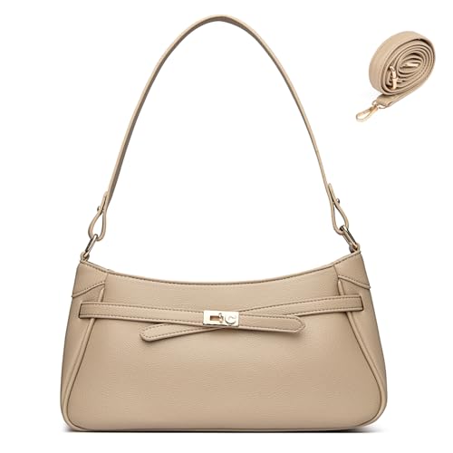 Small Shoulder Bag for Women - Mini Crossbody Little PU Leather Handbag with 2 Removable Straps and Zipper Closure