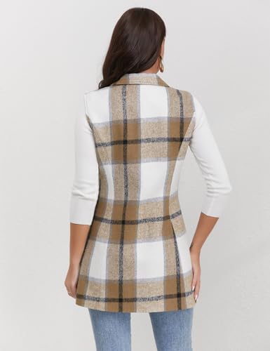 Image of IDEALSANXUN Plaid Vest for Women Fall Winter Sleeveless Blazer Jackets