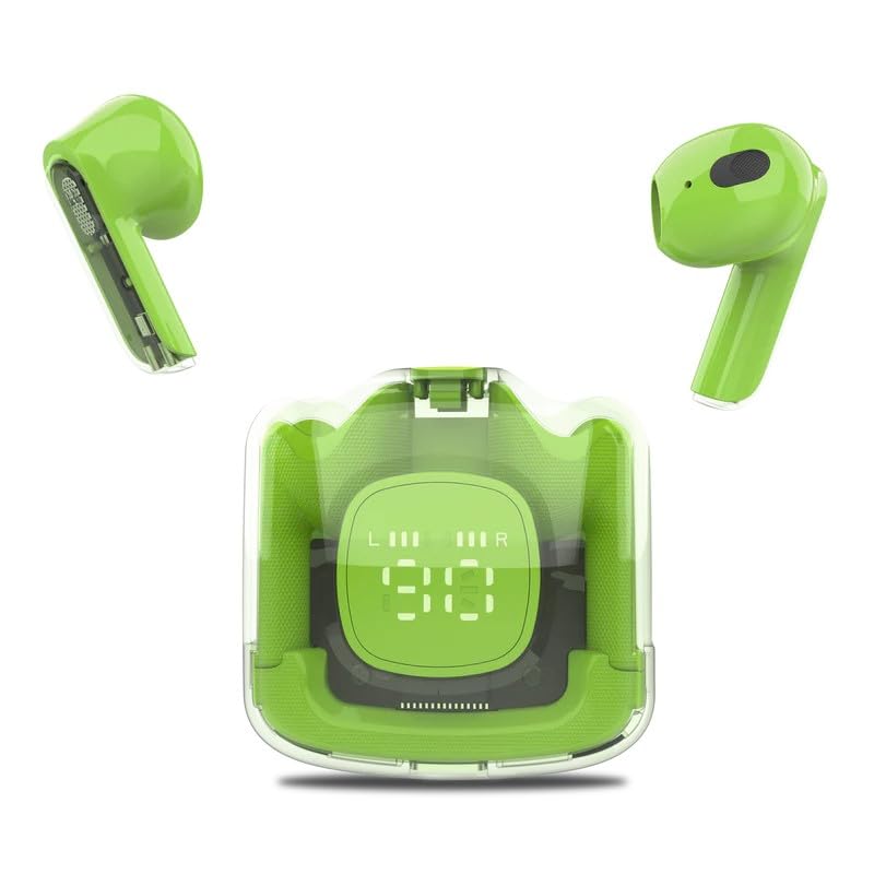 Image of MOONKI Sound MH-TWS50-GRN in-Ear Headphone BT5.3 WL Built-in Microphone Ear Buds Rechargeable Digital Display Case 4-Hour Playback Comfortable Design Compact Stylish Audio Reliable Performance Green