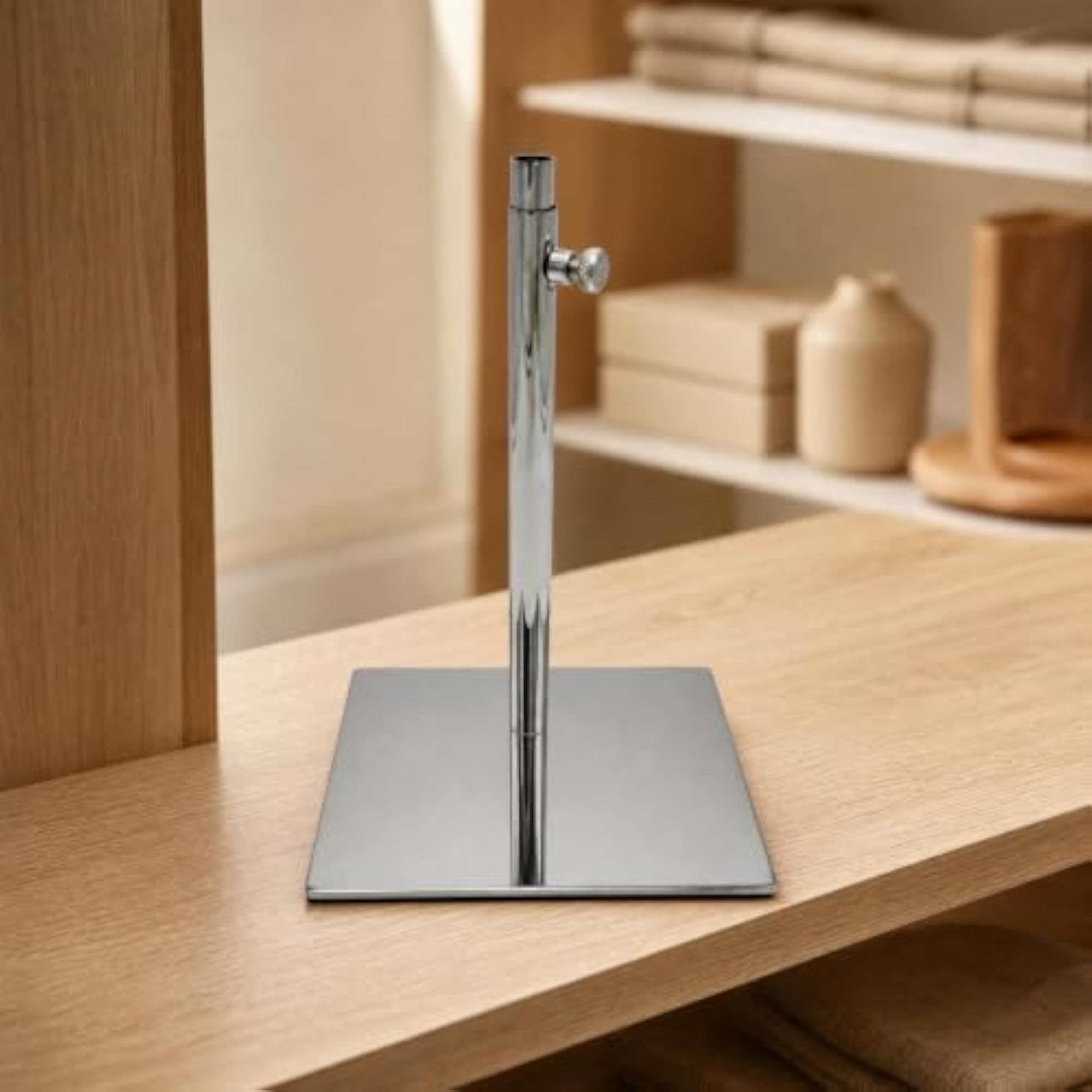 Square Display Stand Base with Adjustable Metal Post