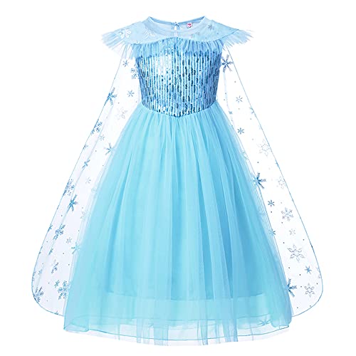 zaipin Girl Princess Cosplay Snow Queen Dress White Long Sleeve Mesh Ball Prom Gown Kids Carnival Party Costume