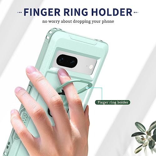 Knoowcase for Google Pixel 7 Case Shockproof Google Pixel 7 Phone Case with Ring Military Grade Protective TPU Bumper Hard PC Back Cover Built-in Magnetic Kickstand Car Mount, Green - Image 6