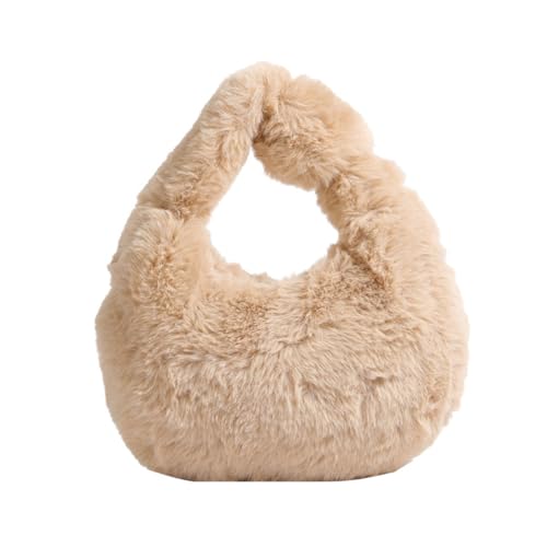 Greabuy Borse da donna Borse a tracolla per ragazze Pelliccia sintetica Borsa a mezza luna Borsa alla moda Borsa a tracolla in peluche Casual Borsa a tracolla morbida in peluche da donna Borse sotto