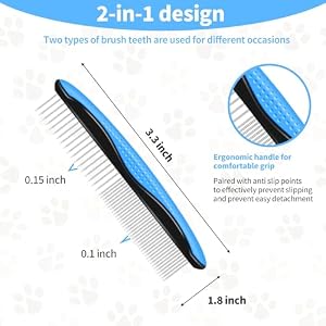 Dog Grooming Brush and Metal Comb, Undercoat Rake for Dogs Grooming Supplies Dematting Deshedding Brush comb for Shedding (Blue) Dog Grooming Brush and Metal Comb, Undercoat Rake for Dogs Grooming Supplies Dematting Deshedding Brush comb for Shedding (Blue)