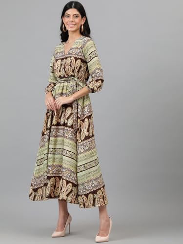 Image of KOTTY Women's Polyester Blend Fit and Flare Maxi Dress