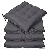 Casabella Pack of 4 Seat Pad for Dining Chair Garden Kitchen Chair Cushion With Tie On_9 Stitch_D-grey Indoor/Outdoor Comfortable chair pads for Kitchen seat pads 9 stitch cushions
