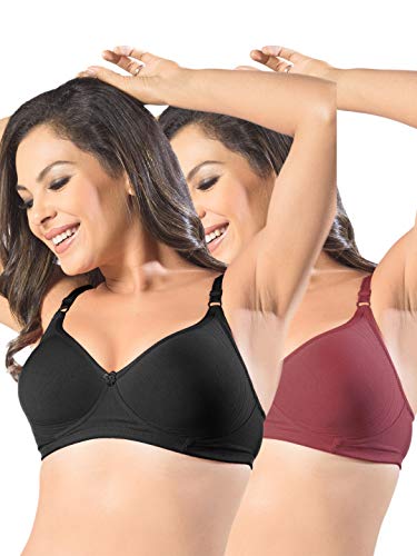 Image of SONARI Womens Non Padded Cotton T Shirt Bra | Wire Free, Medium Coverage, Comfortable and Lightweight | Adjustable Straps, Hook and Eye Closure for Everyday Wear - D-12