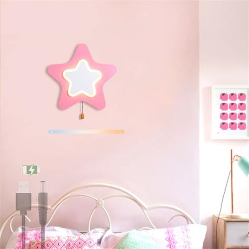 SJHDHDA Lumière Murale intérieure DED avec Interrupteur de chaîne de Traction Appliques murales 3 Couleurs Température Dimmable Cartoon Mur Mur Learned extensively