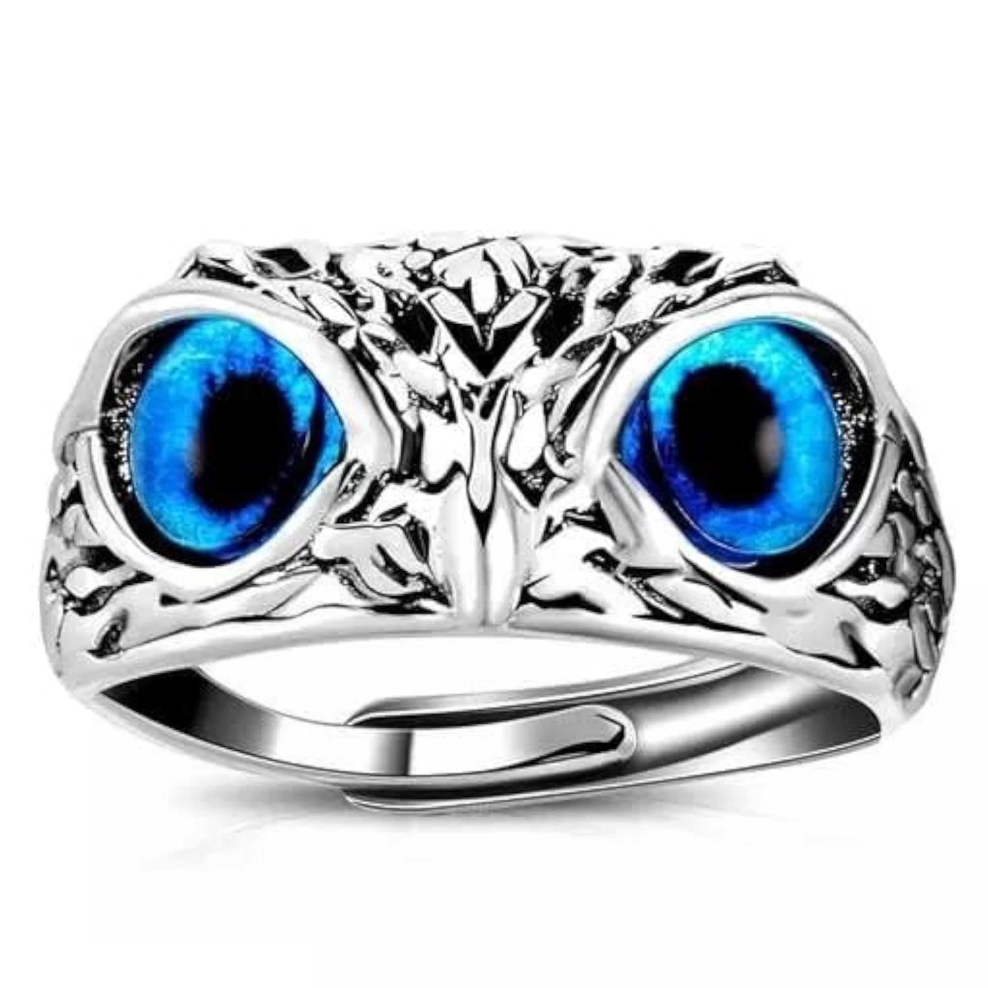 OWL Blue Eyes Adjustable Men's Ring, Designer Gift