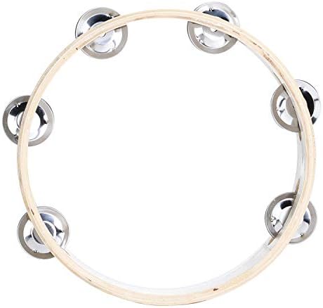 Musfunny Tambourines 8 inch Hand Held Drum Ring Bell Birch Metal Jingles Musical Educational Percussion Instrument for Adults KTV Party Kids Games (8 inch Ring)