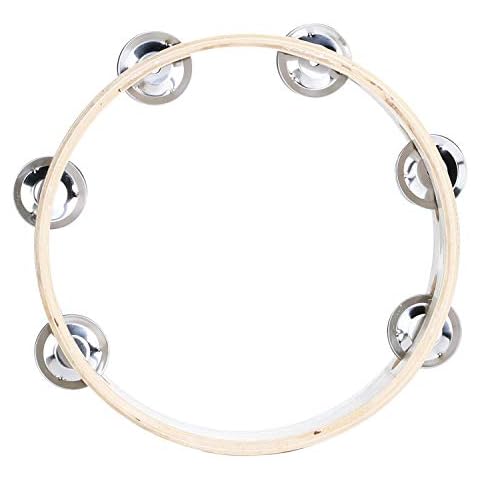 Musfunny Tambourines Ring 8 inch Hand Held Bell Birch Metal Jingles Musical Educational Percussion Instrument for Adults KTV Party Kids Games (8 inch Ring) Cover